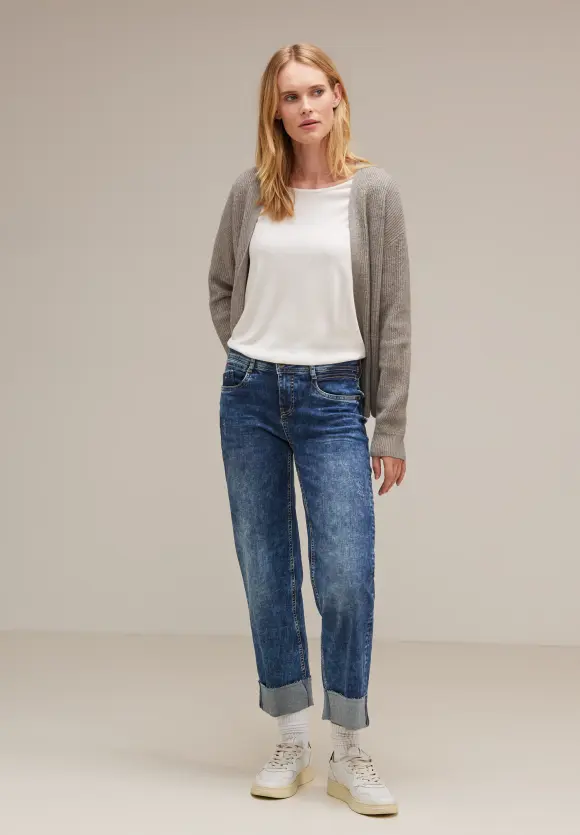 Offene Melange Strickjacke - whisper mocca melange