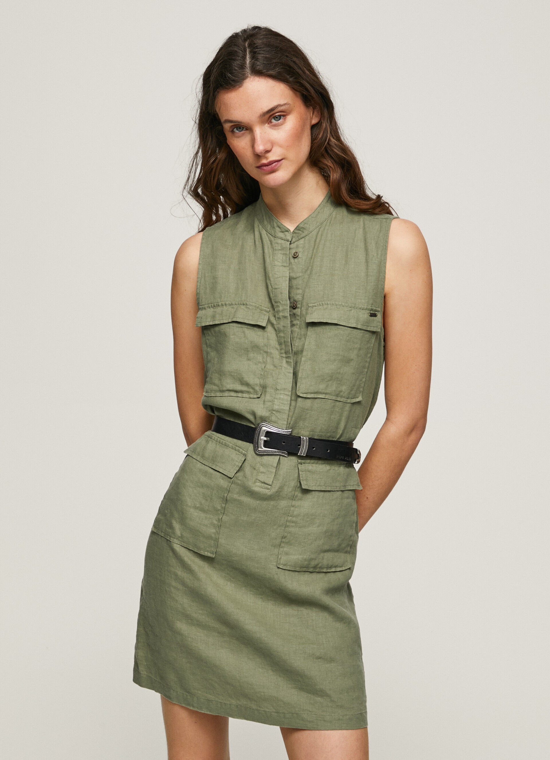 VESTIDO UTILITY AURA - verde-oliva