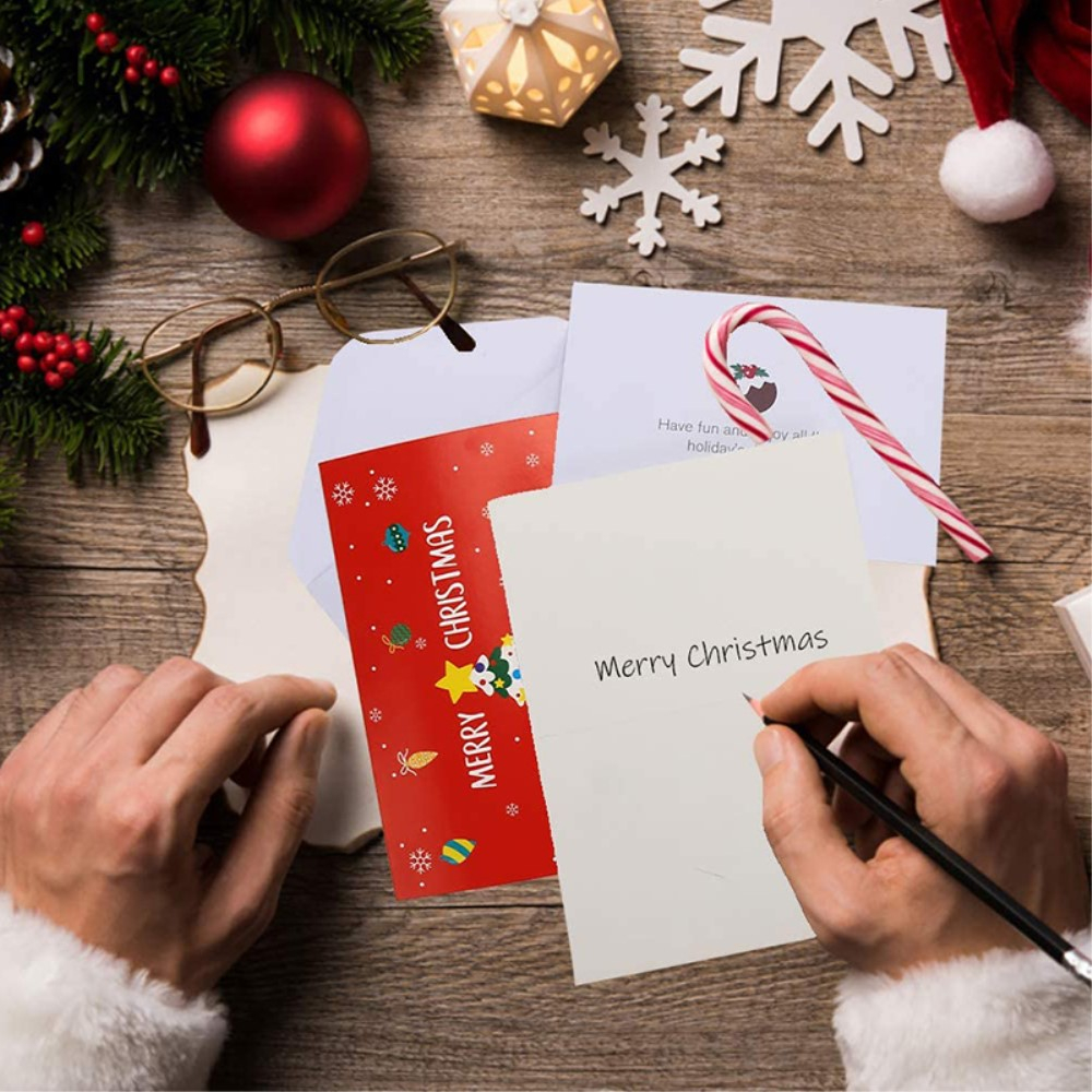 (24er Set) Glückwunschkarte Weihnachts Doppelkarte inkl. Umschlag - Bunt