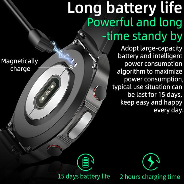 INF Smartwatch med EKG, puls, blodilt, søvnmonitor Sort