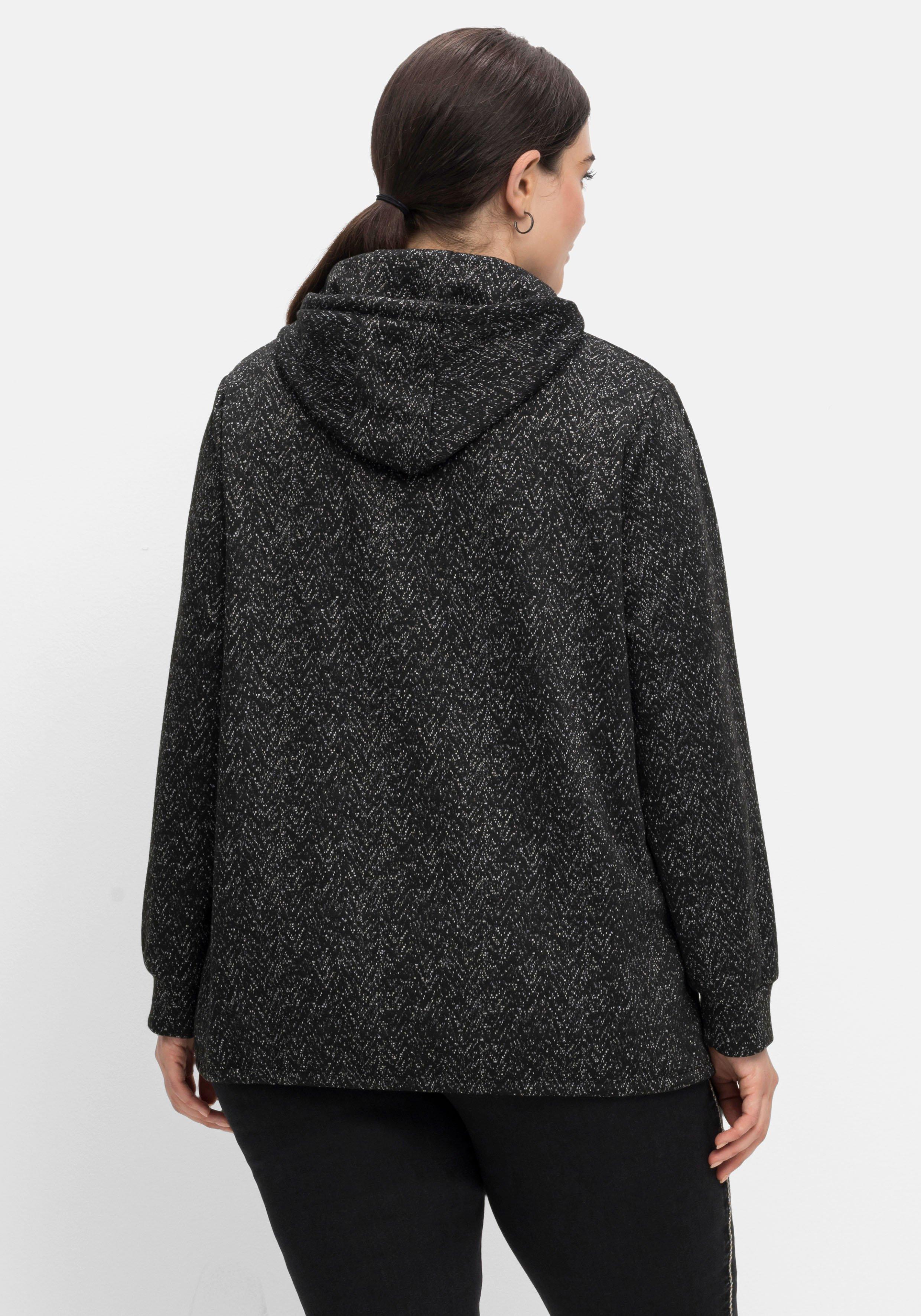 Sweatshirt mit Kapuze, in Salz-und-Pfeffer-Optik