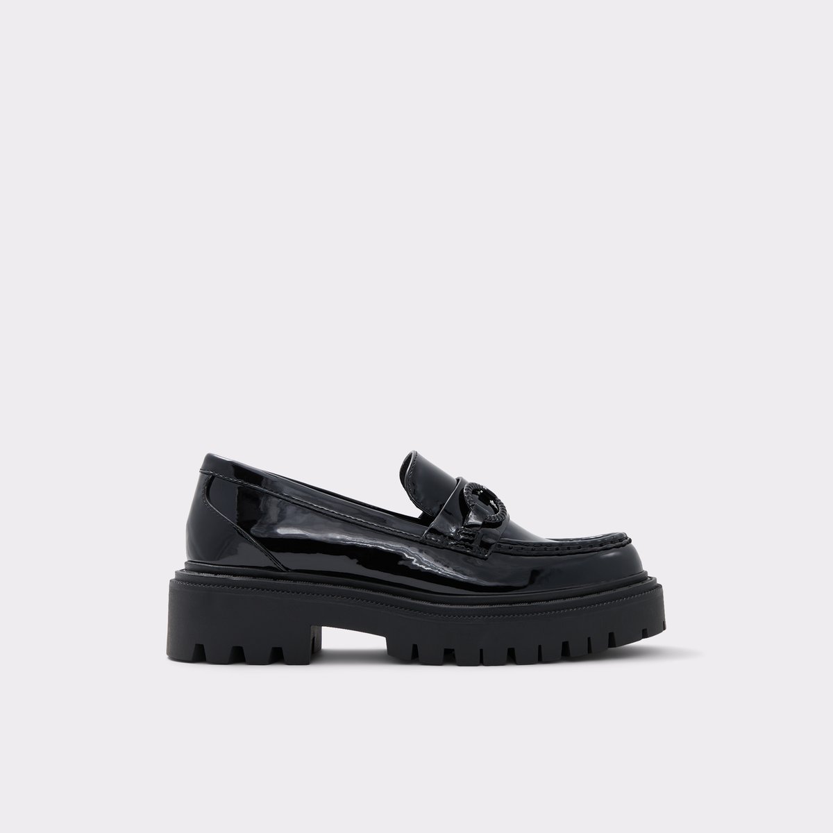 Baberiel Black Synthetic Patent Women Loafers & Oxfords