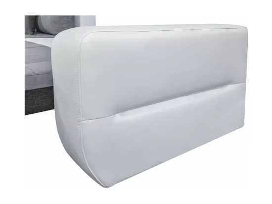 Canapé d'Angle Gauche 4 places Suzie Convertible en Simili et Microfibre - Blanc et Gris - L246 x 188 x 80cm - Loungitude