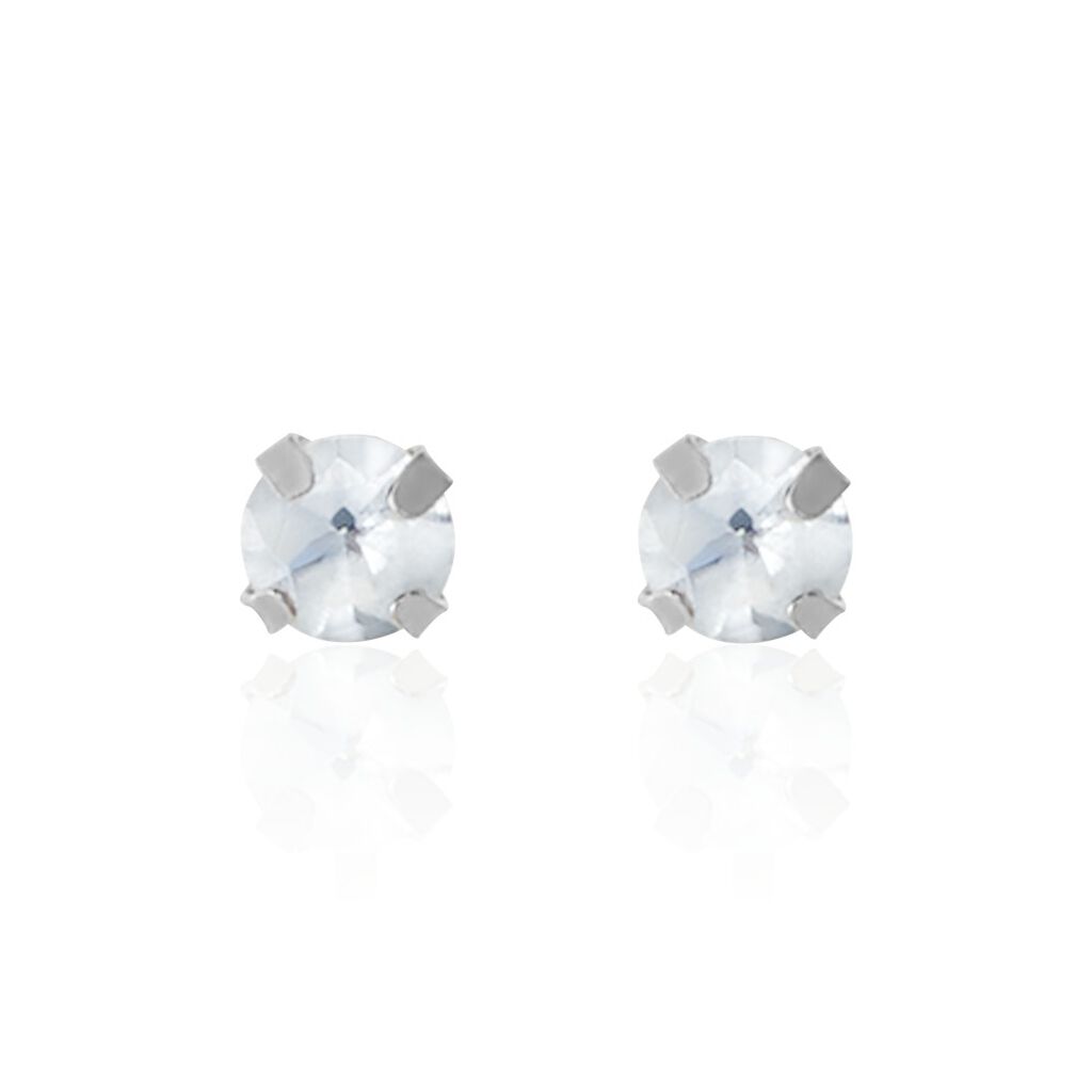 Boucles D'oreilles Puces Daria Or Blanc Oxyde De Zirconium