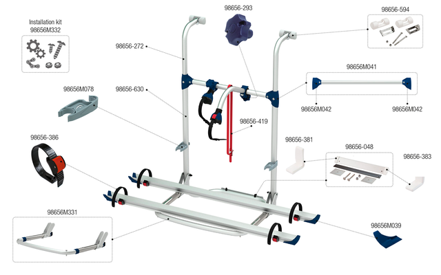 Fiamma Montagesatz für Carry Bike Pro Hymer RS Fiamma Artikelnummer 98656M332