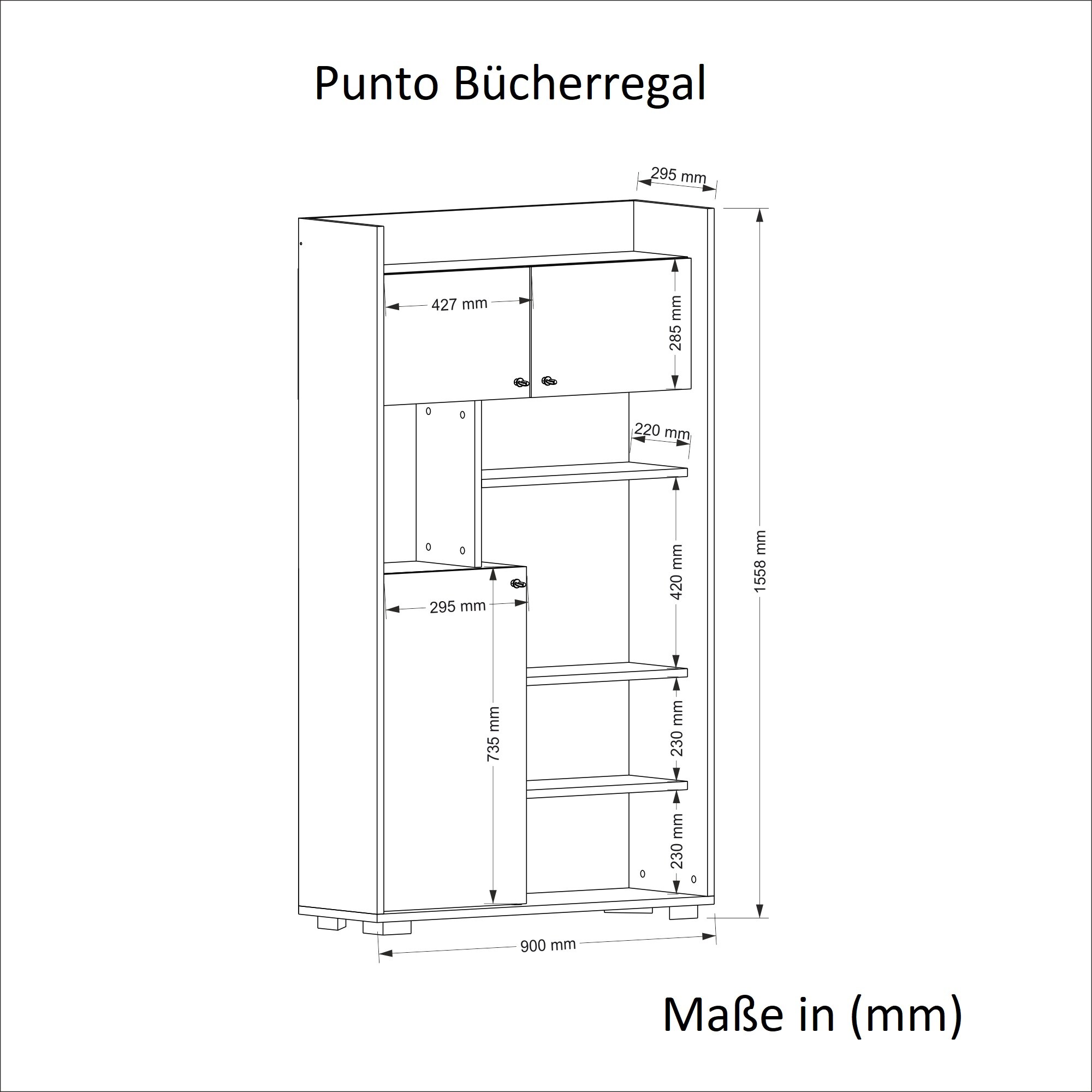 Bücherregal Punto Weiß Walnuss