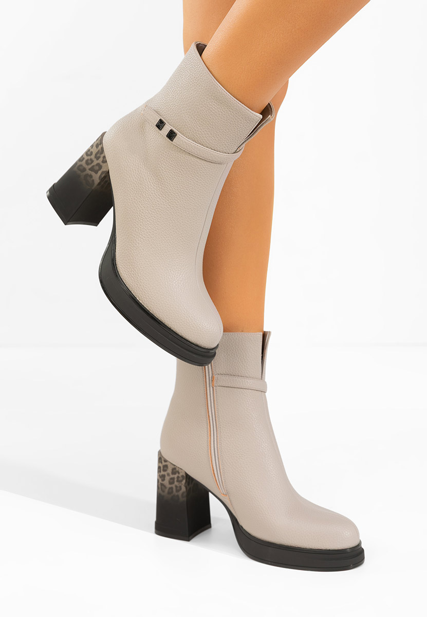 Bottines à gros talon grise Rannia