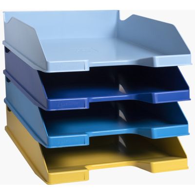 Exacompta BeeBlue - Lot de 4 corbeilles à courrier - couleurs assorties