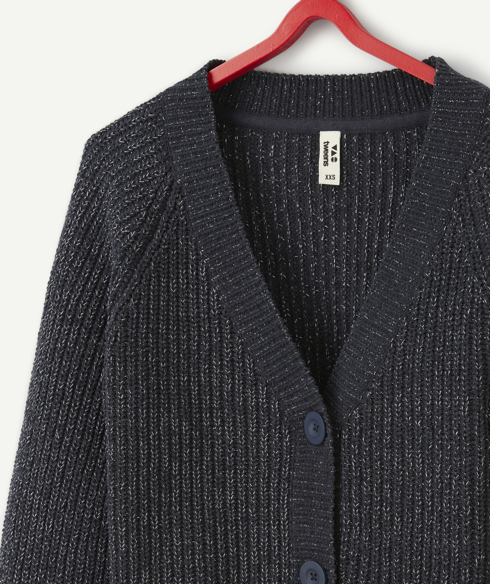 CARDIGAN EN TRICOT FILLE AVEC DÉTAILS COULEUR ARGENTÉE