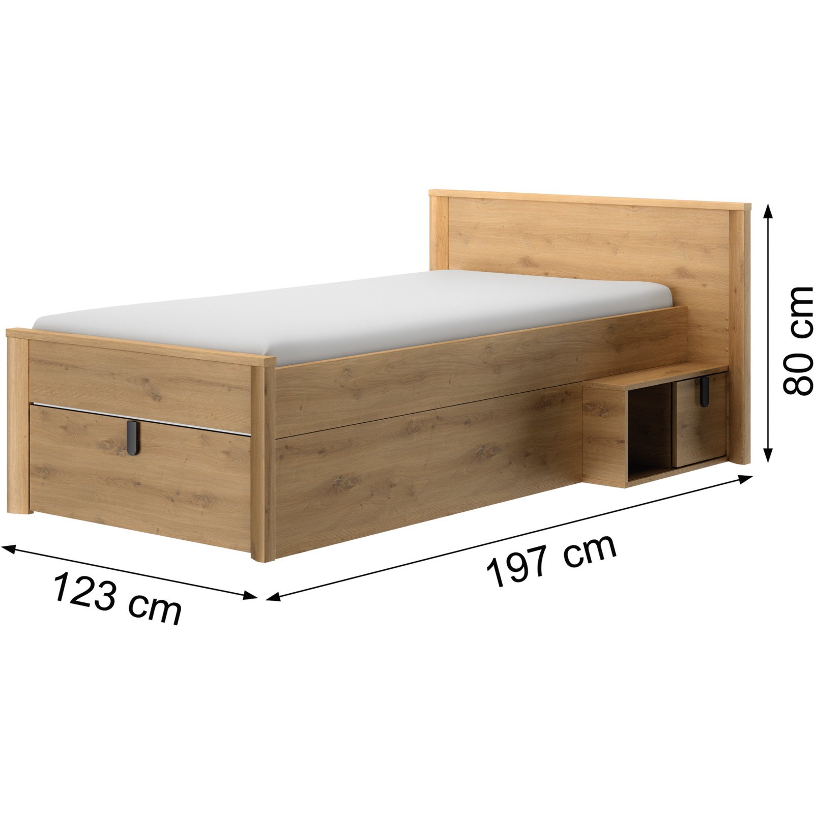 Bett Lugano Dekor Artisan Weiss 123 x 207 cm