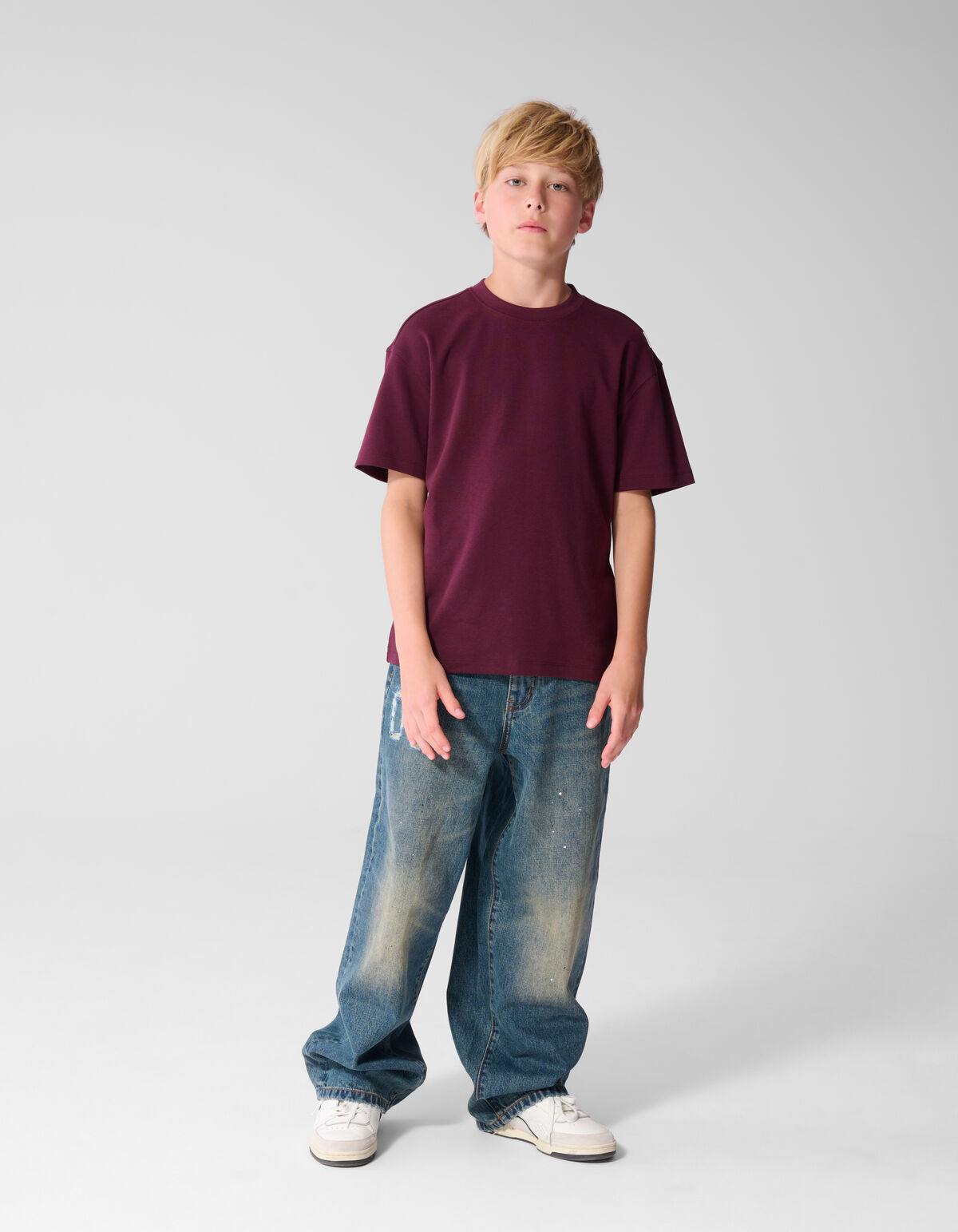 Basis Label T-shirt Donkerrood