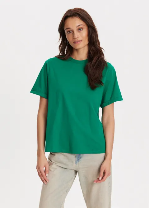 T-shirt met opgerolde mouwen groen (GRN.D)