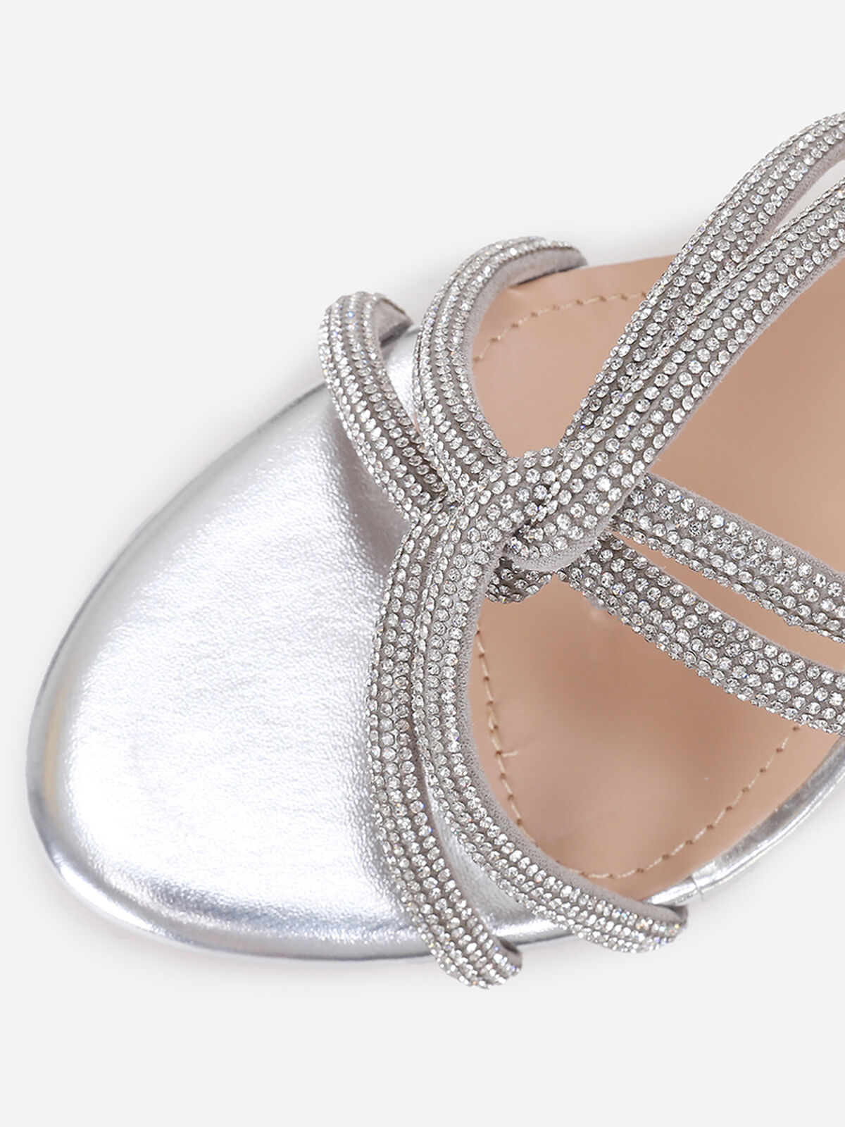 Mules à brides strass entrelacées grandes tailles- Argenté