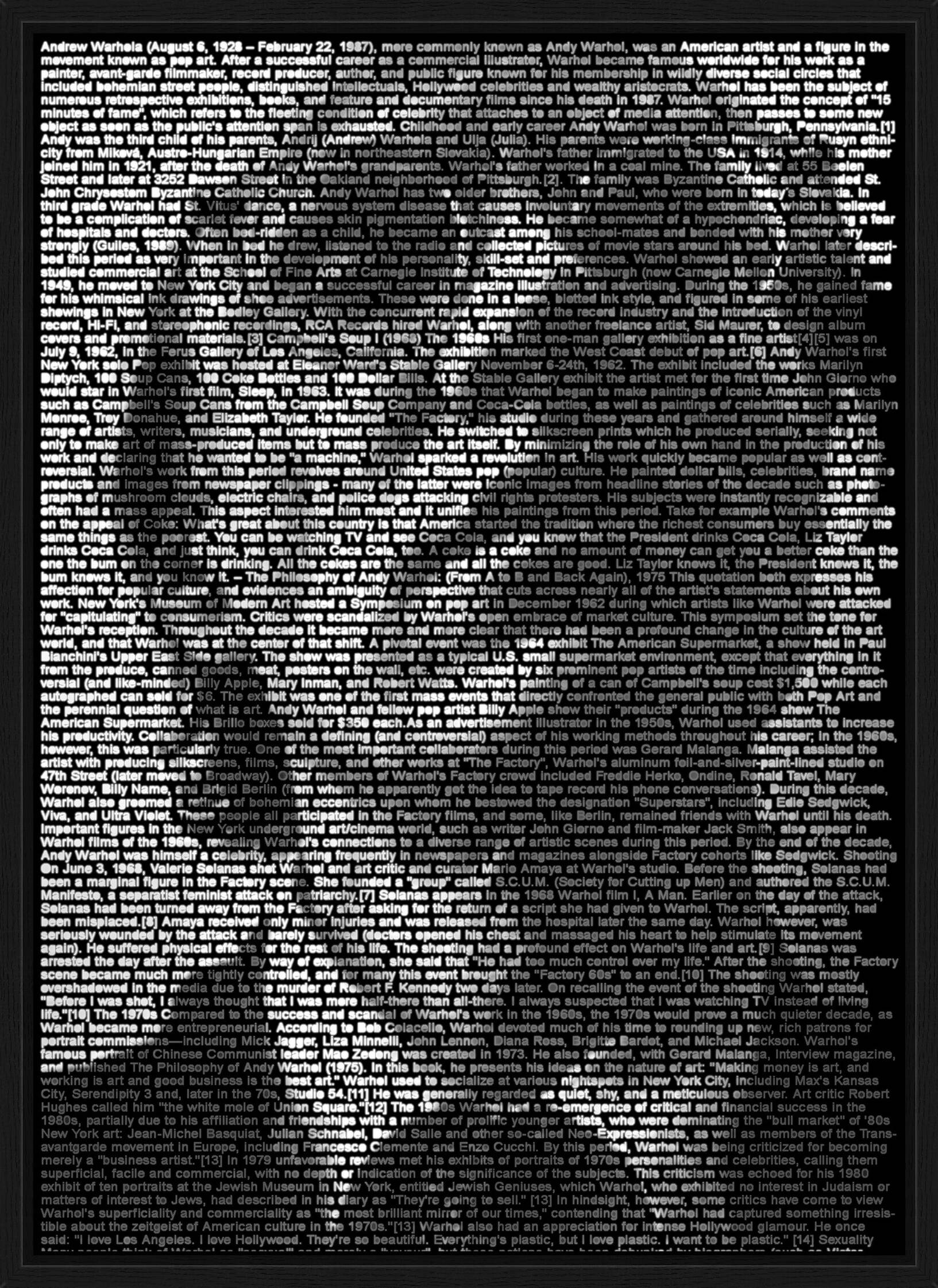 Andy Warhol by Ralph Ueltzhoeffer - Limited Edition. Edition of: 100. Signed.