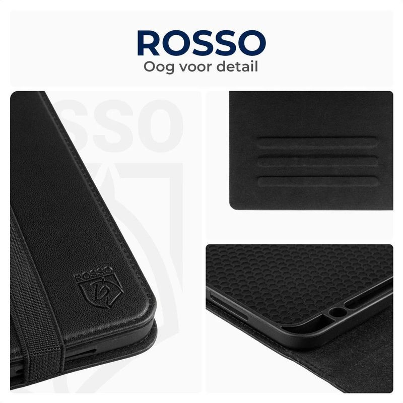 Rosso Element - Hoes Book Case - Zwart - Voor Samsung Galaxy Tab S9 / S9 FE / S10 FE