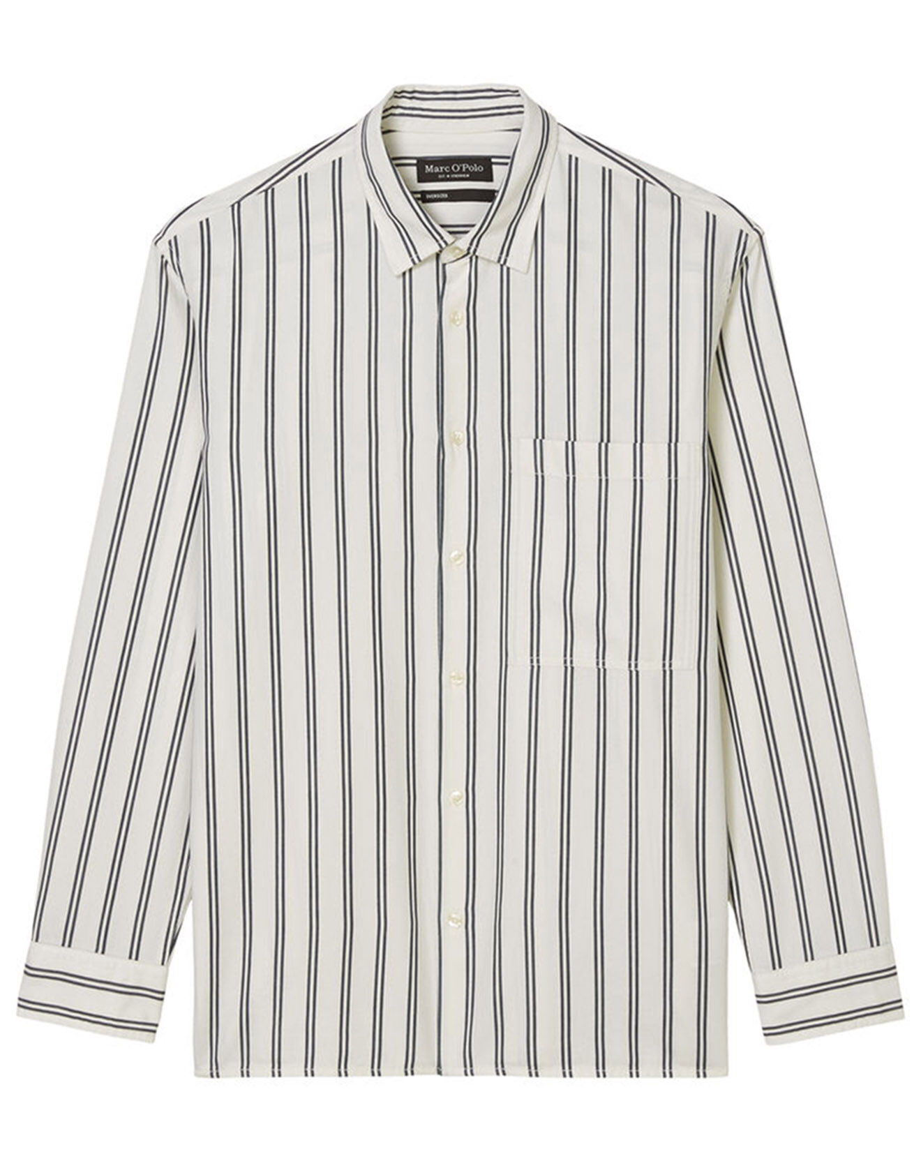 Marc O'Polo Chemise manches longues Rayée Poche blanc/noir