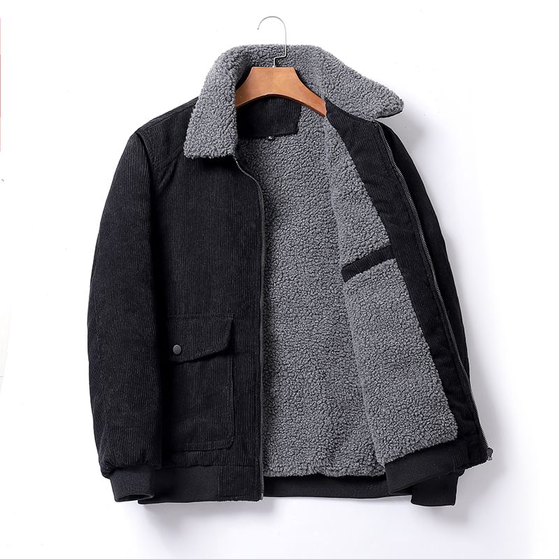 Besto - Eenvoudig corduroy jack met lange mouwen