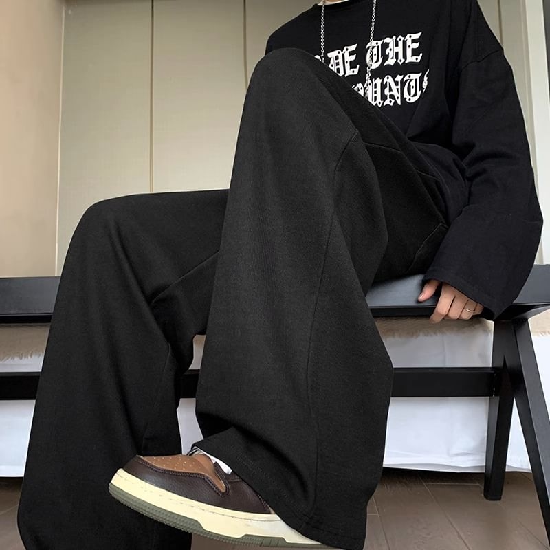 Fluffush - Effen joggingbroek met trekkoord in de taille en wijde pijpen