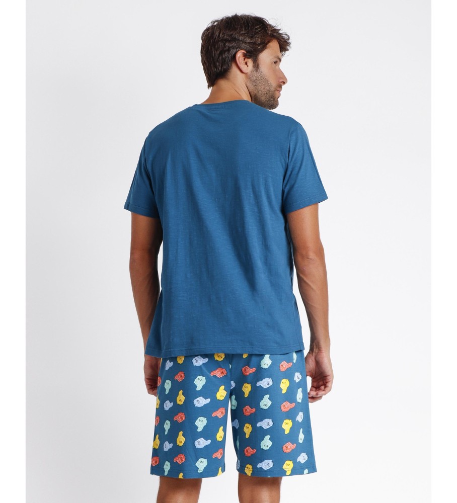 Pijama de manga curta Aznar Innova, o mais azul.