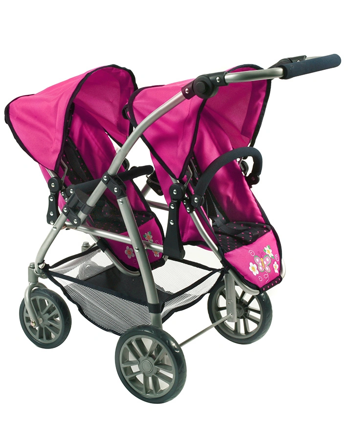Zwillings-Puppenbuggy VARIO – DOTS NAVY/PINK