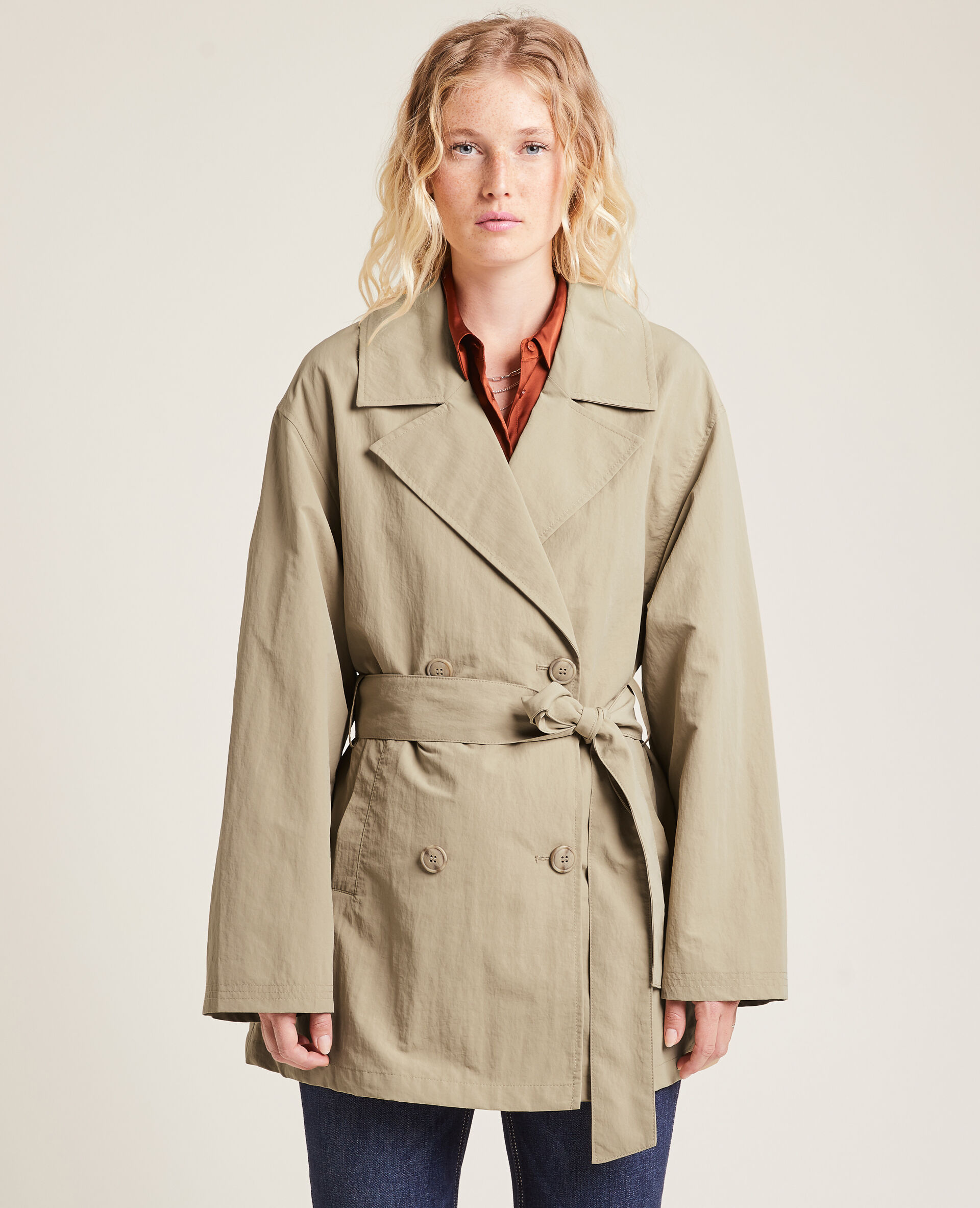 Trench court - Beige chiné