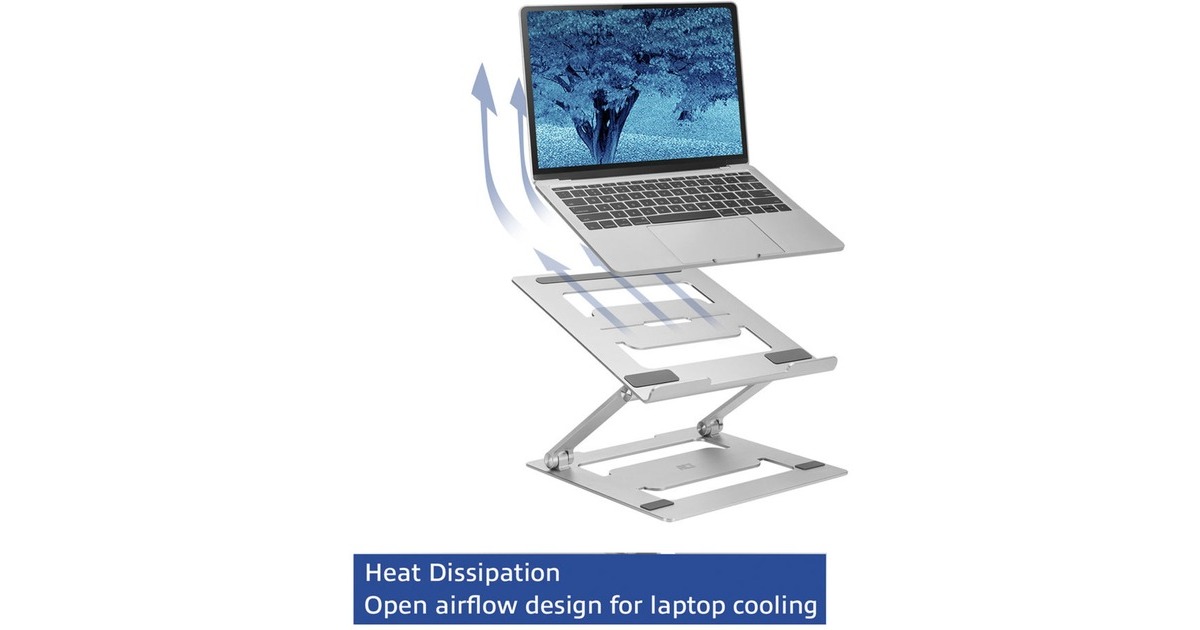 ACT ConnectivityLaptopstandaard aluminium  (Aluminium, Opvouwbaar, traploos in hoogte verstelbaar)