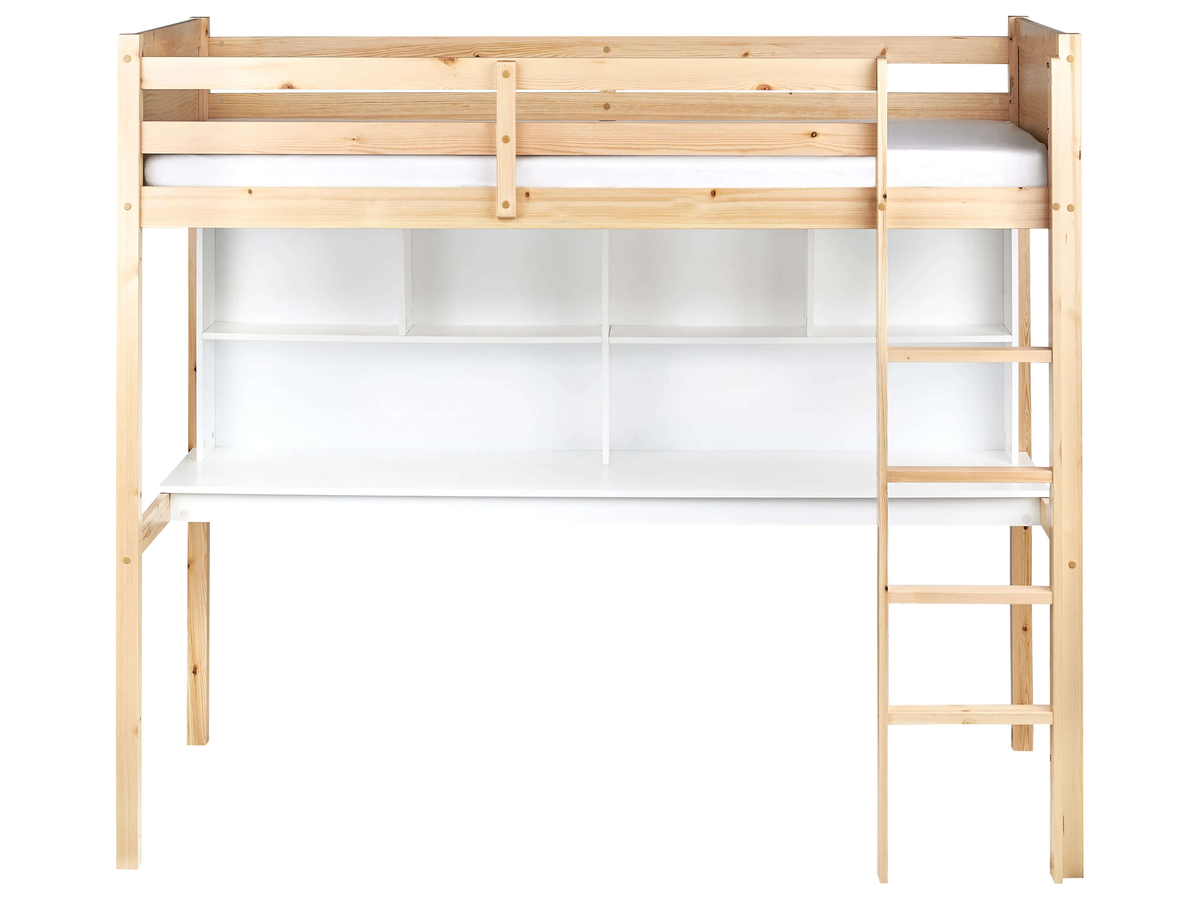 Hoogslaper met bureau Dennenhout FOUCAMONT 90 x 200 cm Lichtbruin