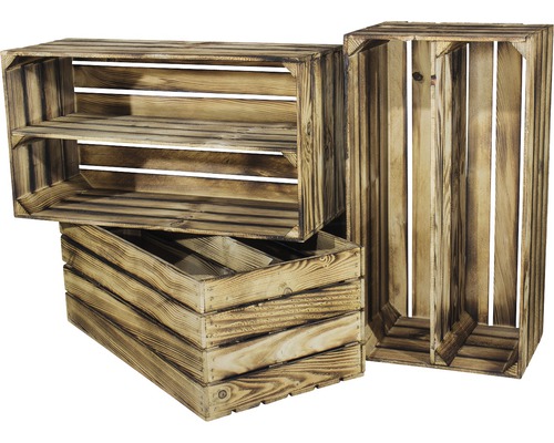 Vintage gevlamde fruitkist 68x40x30 cm set van 2