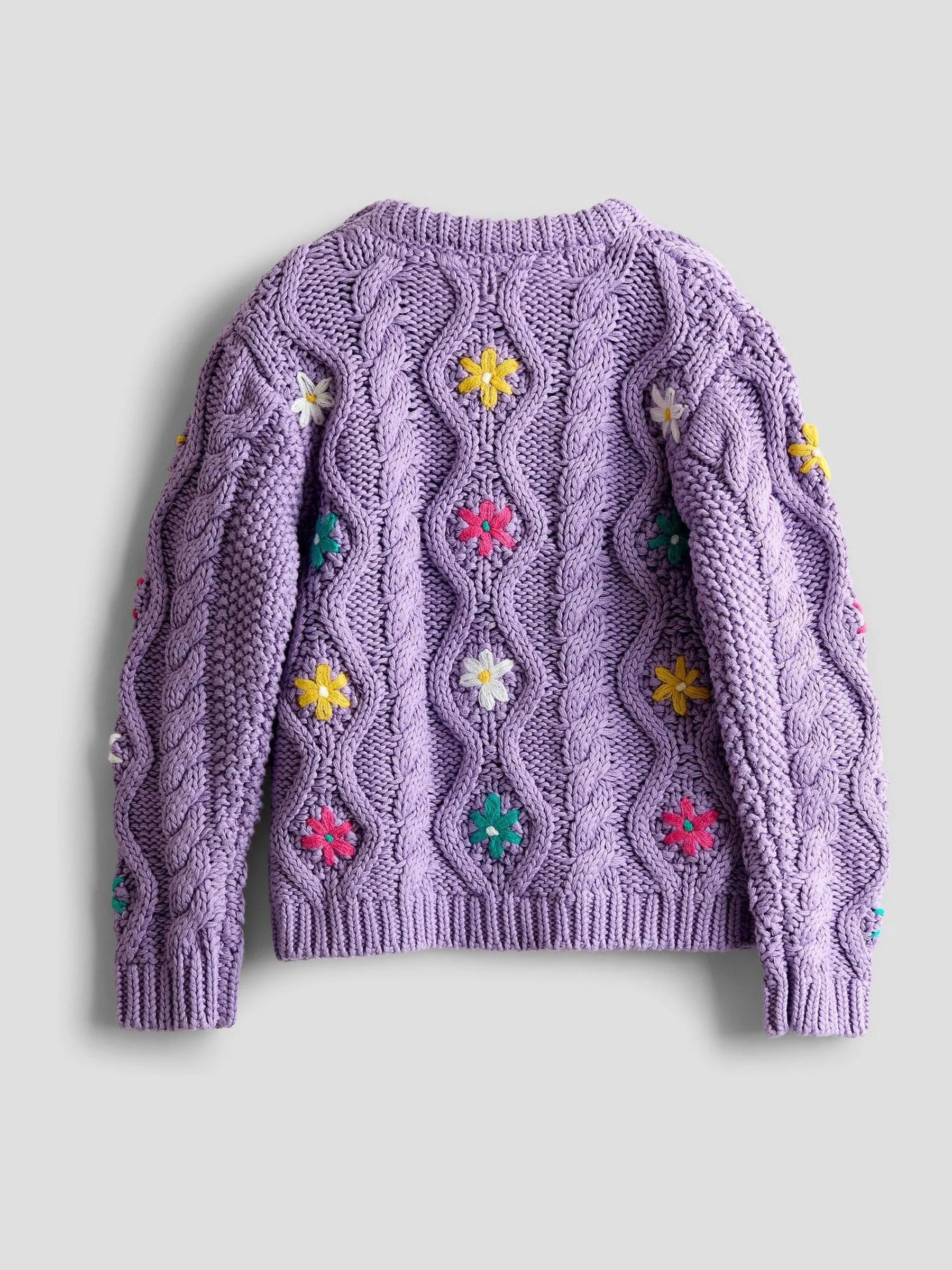 Lila-paars - JoJo Maman Bébé Embroidered Chunky Knit Jumper