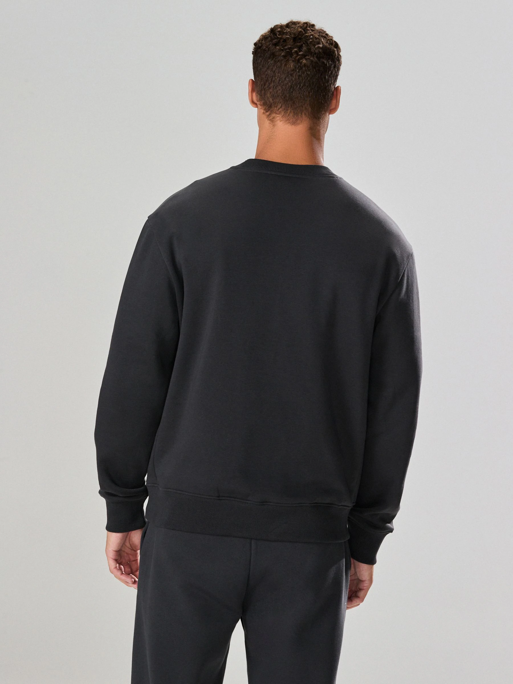 Leisteen grijs - Normale Pasvorm - Dik sweatshirt met ronde hals en hoog katoengehalte