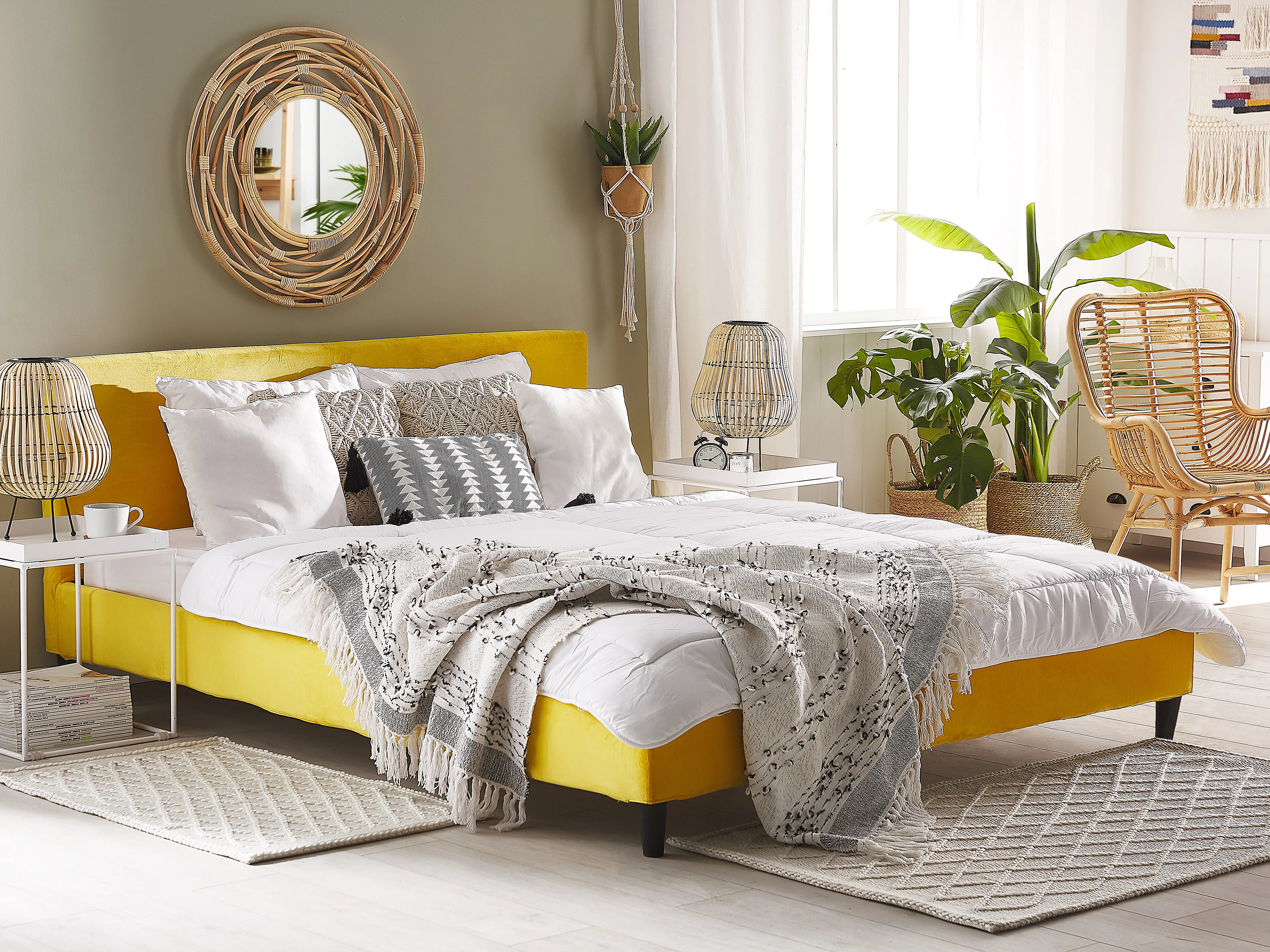 Bedframe hoes Fluweel FITOU 180 x 200 cm Geel