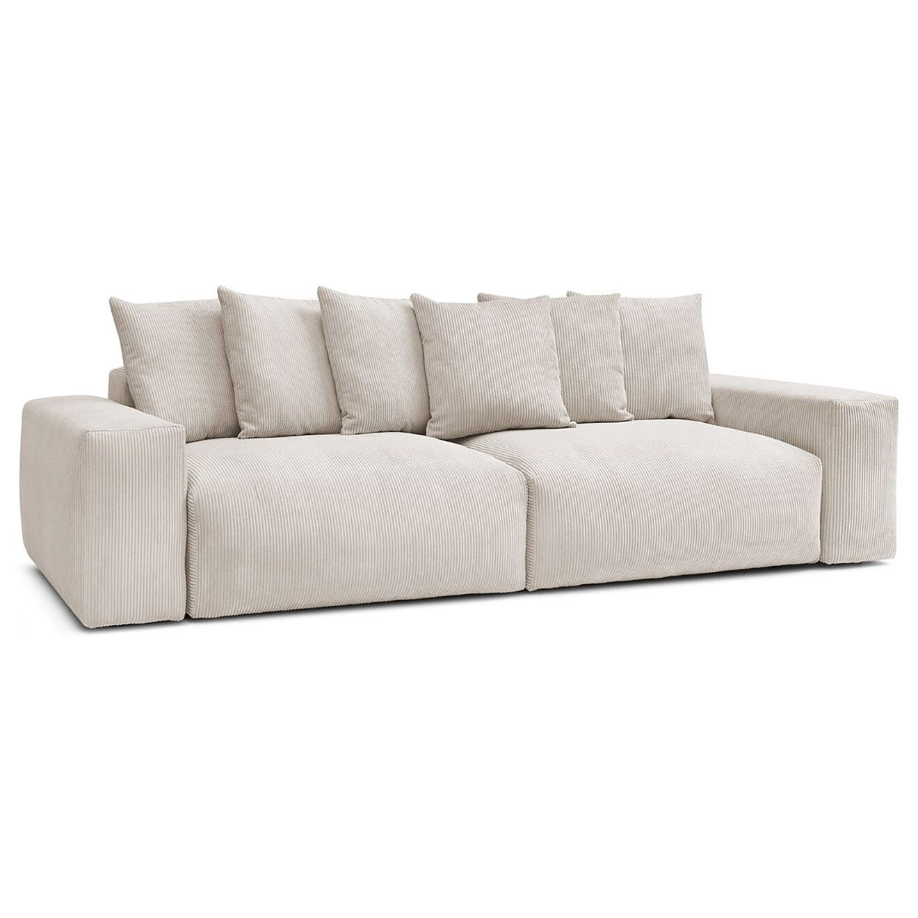 Bobochic Canapé 4 places moelleux voltaire velours côtelé beige - 320x124x75 cm