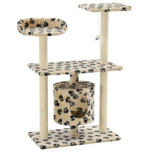 Arranhador vidaXL com sisal, bege, estampa de patas.