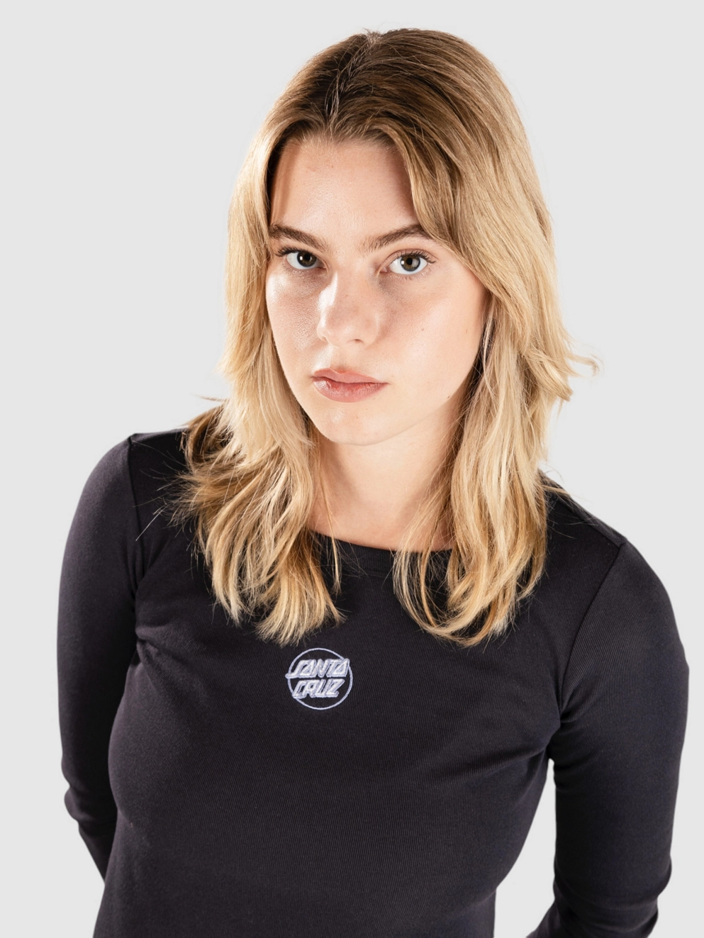 Santa Cruz Partial Dot Emb Long Sleeve T-Shirt black wash