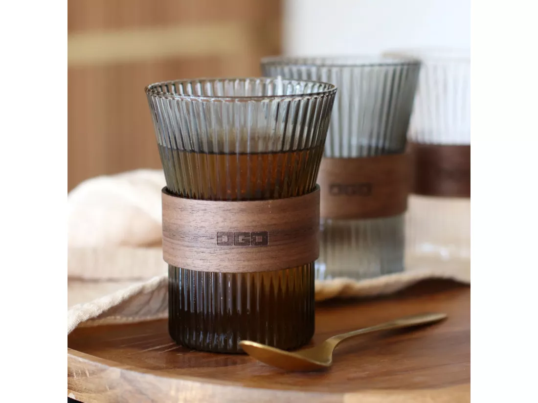 Ogo Living - Lot De 2 Tasses Karl 250ml En Verre Borosilicate Graphite
