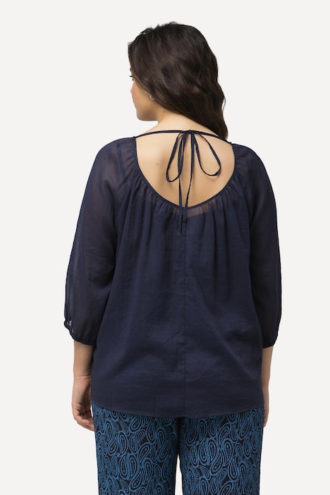 Bluse, floraler Druck, V-Ausschnitt, 3/4-Arm