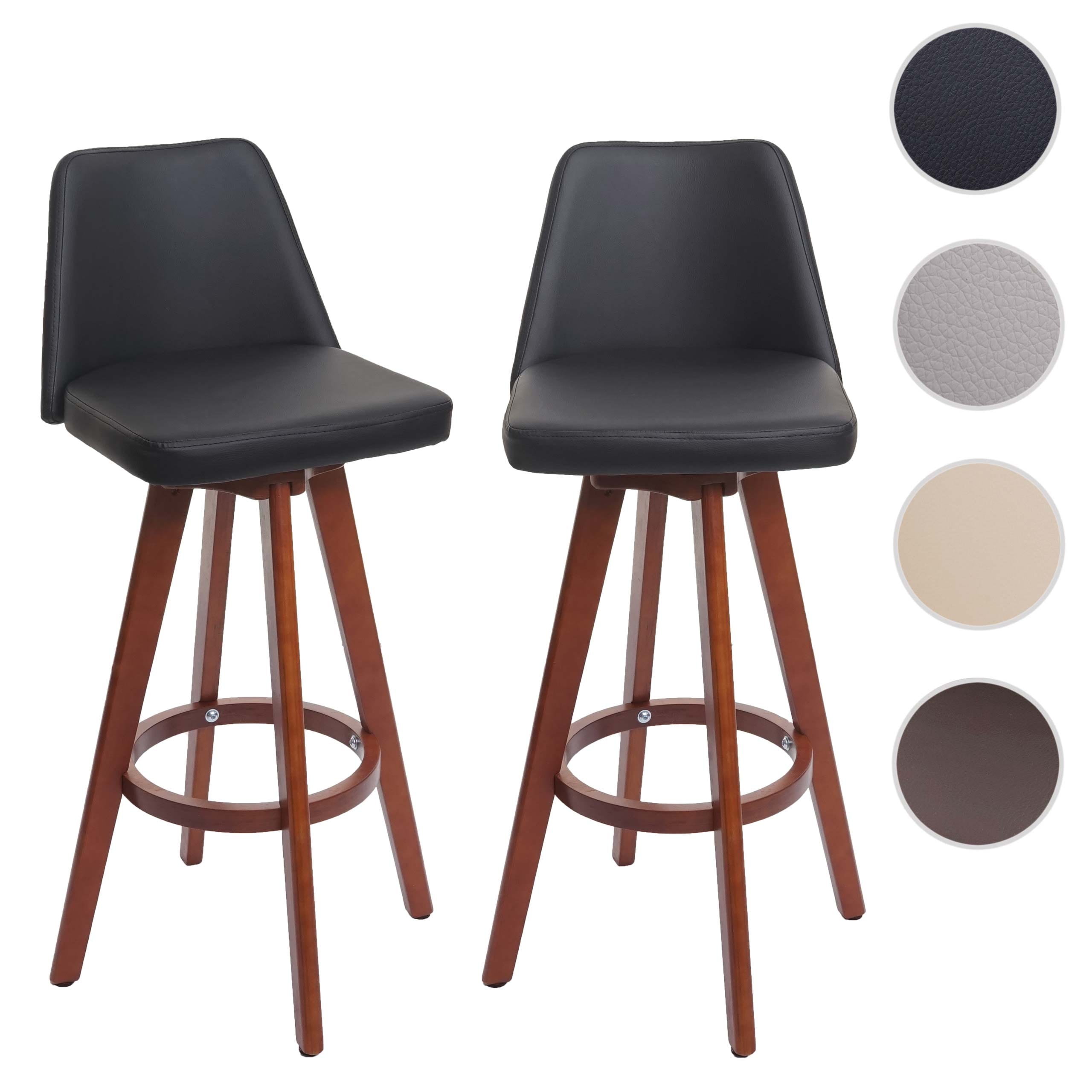 2er-Set Barhocker MCW-C43, Barstuhl Tresenhocker, Holz Kunstleder drehbar MVG-zertifiziert ~ schwarz