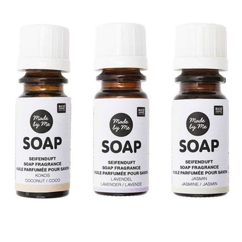 3 huiles parfumées 10 ml pour savon - noix de coco, lavande, jasmin