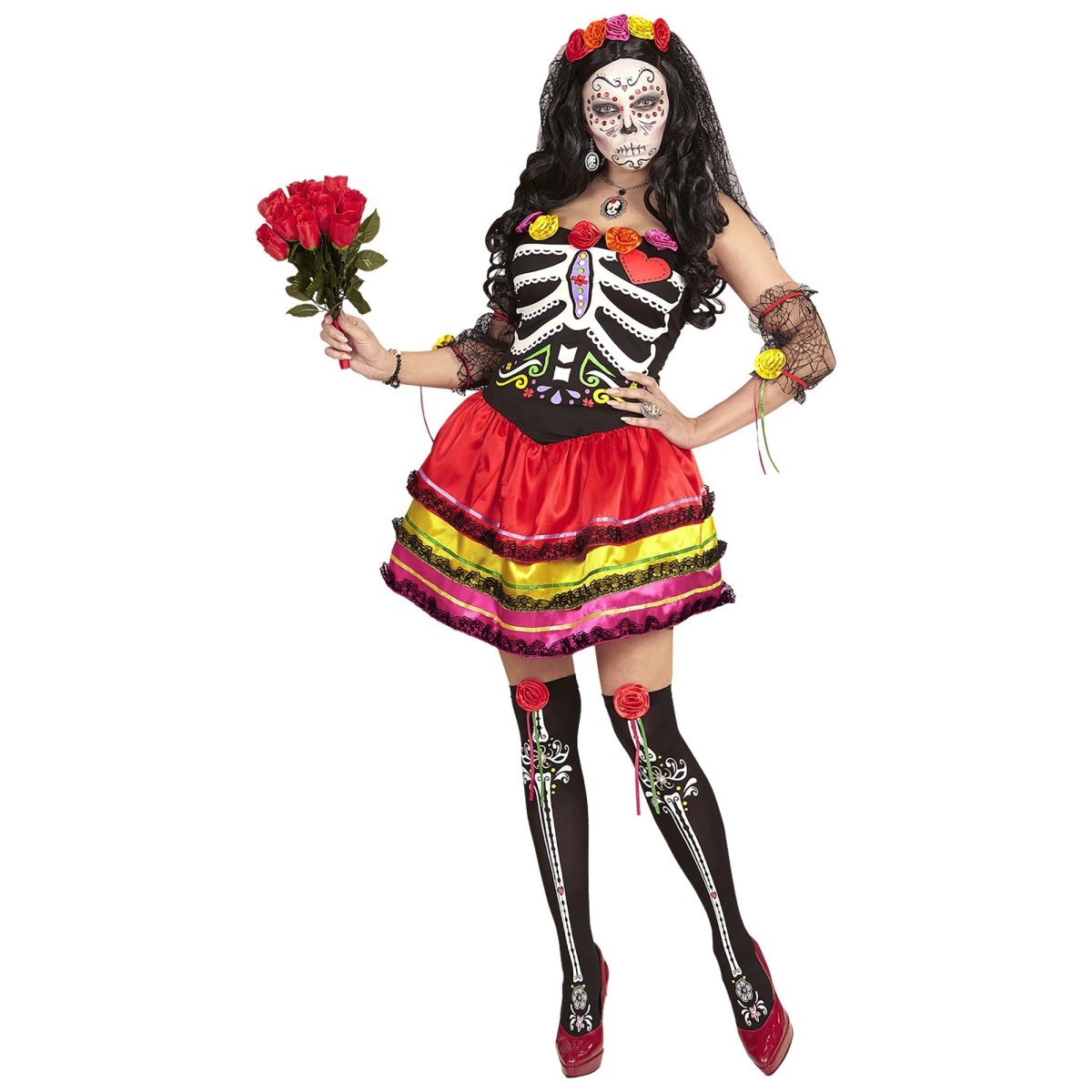 Dia De Los Muertos Jurk Gekleurd Dames Kort