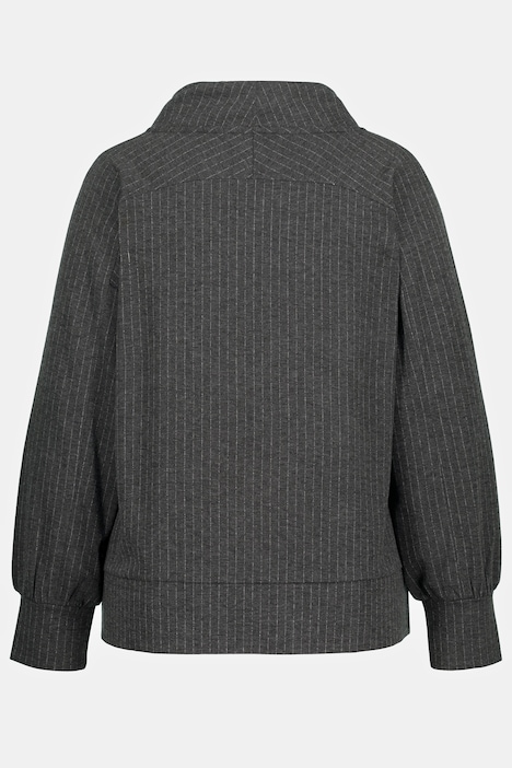 Sweater, Nadelstreifen, Stehkragen, Zipper, Langarm