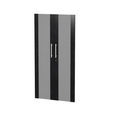 Jeu de 2 portes vitrées - pour bibliothèque 4 étagères FLORA - L80 x H153,8 cm - imitation frêne noir