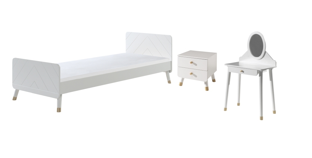 3-teiliges Kinderzimmer-Set BILLY - satinweiß - 90x200 cm