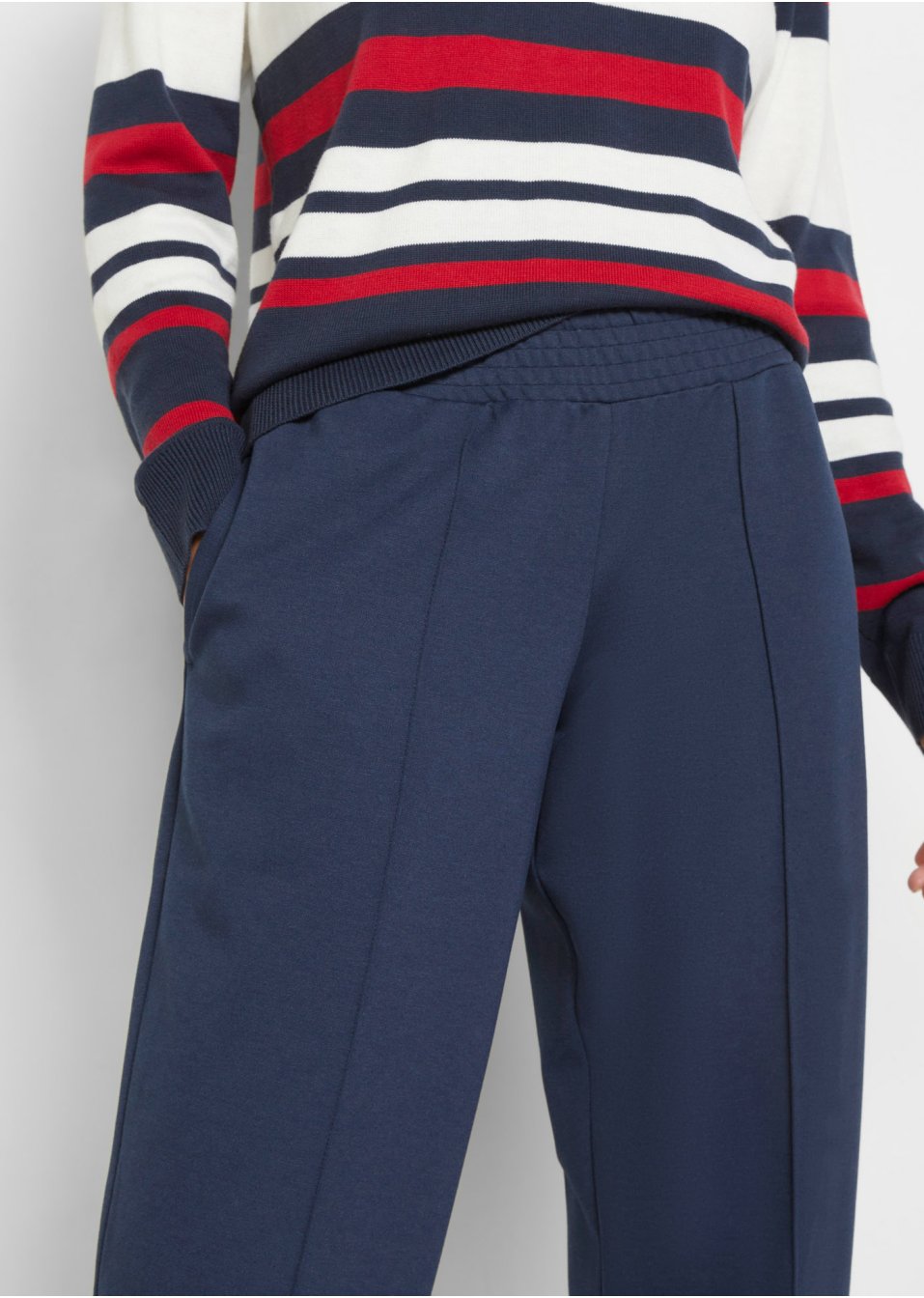 Pantalon en Punto di Roma avec passepoil et tour de taille confortable