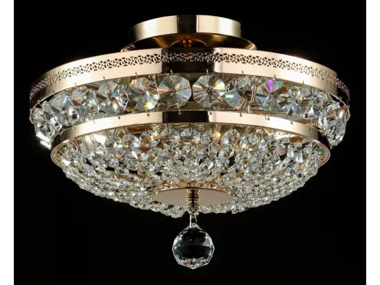 Ottilia Plafonnier semi-encastré doré et cristal, 3 lumières, E14
