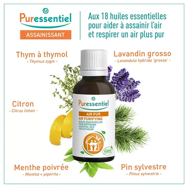 Purificador de ar com mistura de óleos essenciais para difusão Puressentiel 30ml