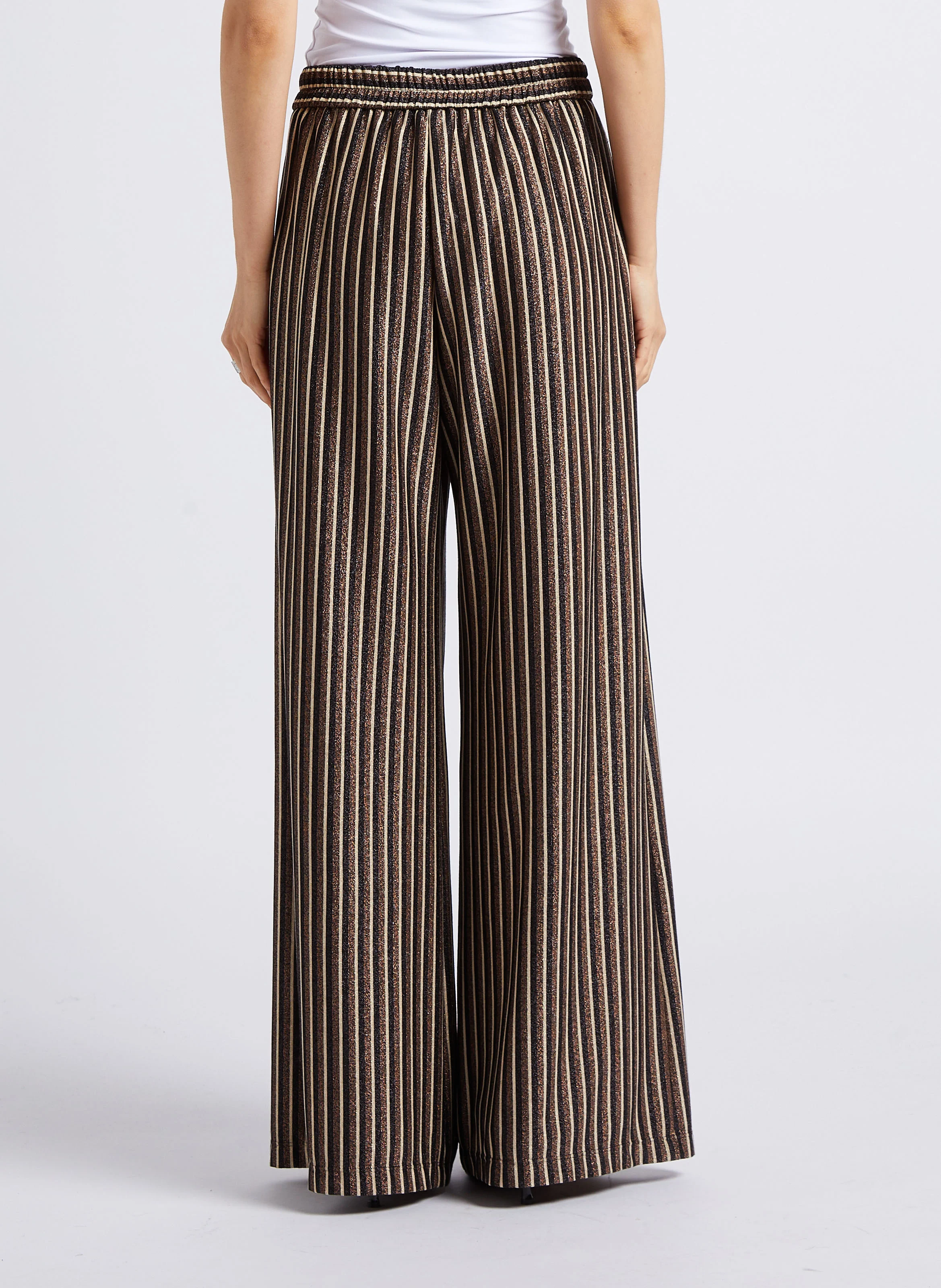 ASPEN - Pantalon large rayé pailleté | Rayé