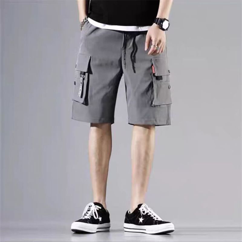 Craltuxe - Effen cargoshorts met trekkoordtaille