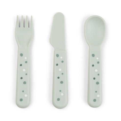 Foodie Couverts Set de 3 Happy Dots Vert - DONE BY DEER