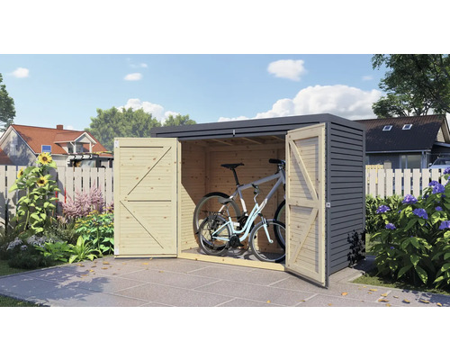 Fietsenstalling, tuinhuis Bertilo Fineline ruitprofiel 207 x 103 x 143 cm RAL 7016 antraciet