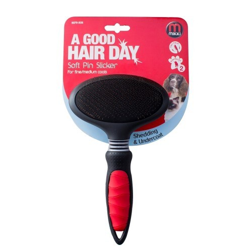 Escova para cães com cerdas macias, vermelha/preta